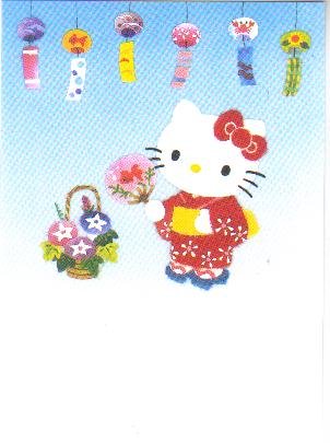 Japan Sanrio Hello Kitty wear Kimono Postcard