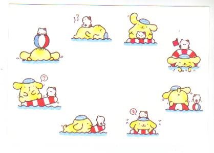 Japan Sanrio Pom Pom Purin Swim Postcard