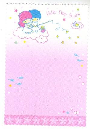 Japan Sanrio Little Twin Stars flower boarder postcard