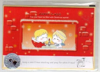 Korea Angels Christmas Card w/ Envelope + Sticker (Glitter)