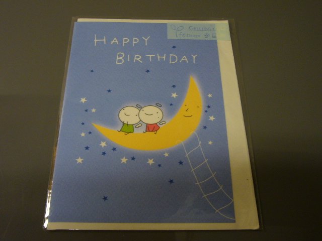 Taiwan Angels on Moon Birthday Card KAWAII