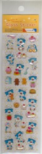 Korea Morning Glory Blue Bear Glass Sticker KAWAII