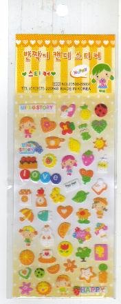 Korea Girl w/ Fruit Glitter Sticker KAWAII