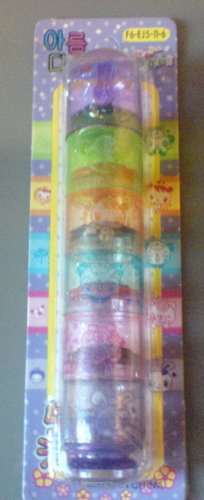 Korea Cute 5 in 1 Self-inked Stamps (Purple) KAWAII