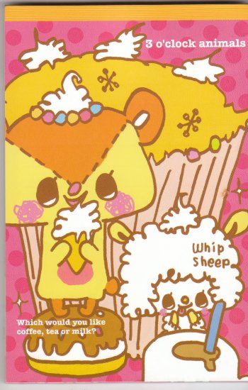 JAPAN 3 O'clock Animals Cafe Notepad (large memo pad) KAWAII