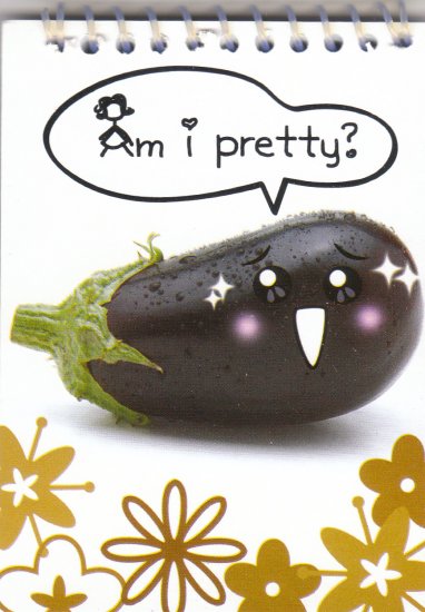 Eggplant "Am I pretty?" Small Notebook Kawaii