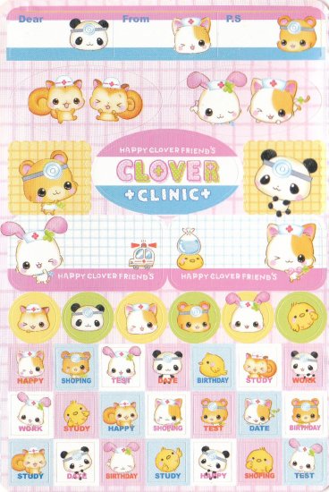 Japan Q-Lia Animals Clover Clinic w/ Medicine Sticker KAWAII (E)