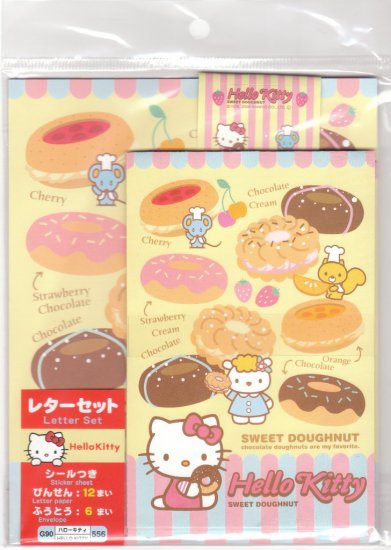 JAPAN Sanrio Hello Kitty Sweet Doughnut Lettersets Pack + Sticker KAWAII