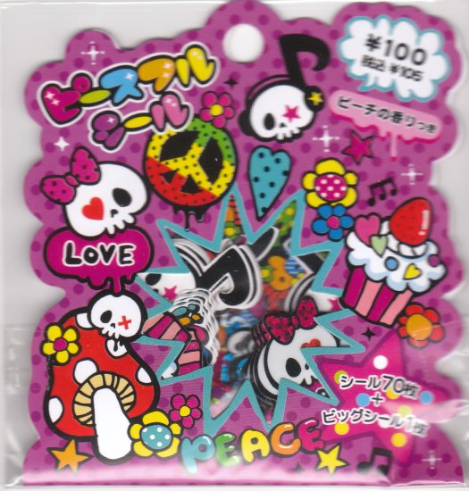 Japan Mind Wave Skull Rock Sack Stickers KAWAII