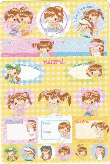 Japan Q-Lia Nicori Happy Girl Fashion Sticker KAWAII (C)