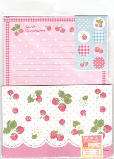 JAPAN Sweet Strawberry Lettersets Pack + Sticker KAWAII