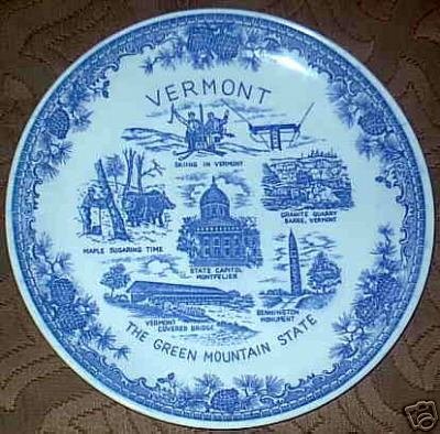 The Green Mountain State Vermont Blue White Plate