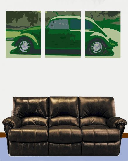 Set Of Three Classic Volkswagon Beetle Acylic Pop Art Painting
