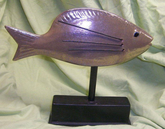 Bronze Ceramic Table-Top Fish Motif Accent