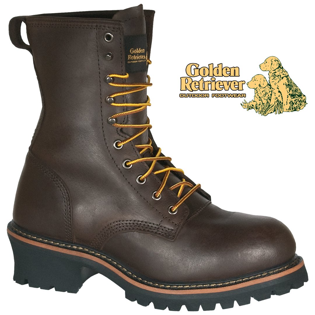 9" BROWN FULL GRAIN BUFFALO STEEL TOE LOGGER - 09075