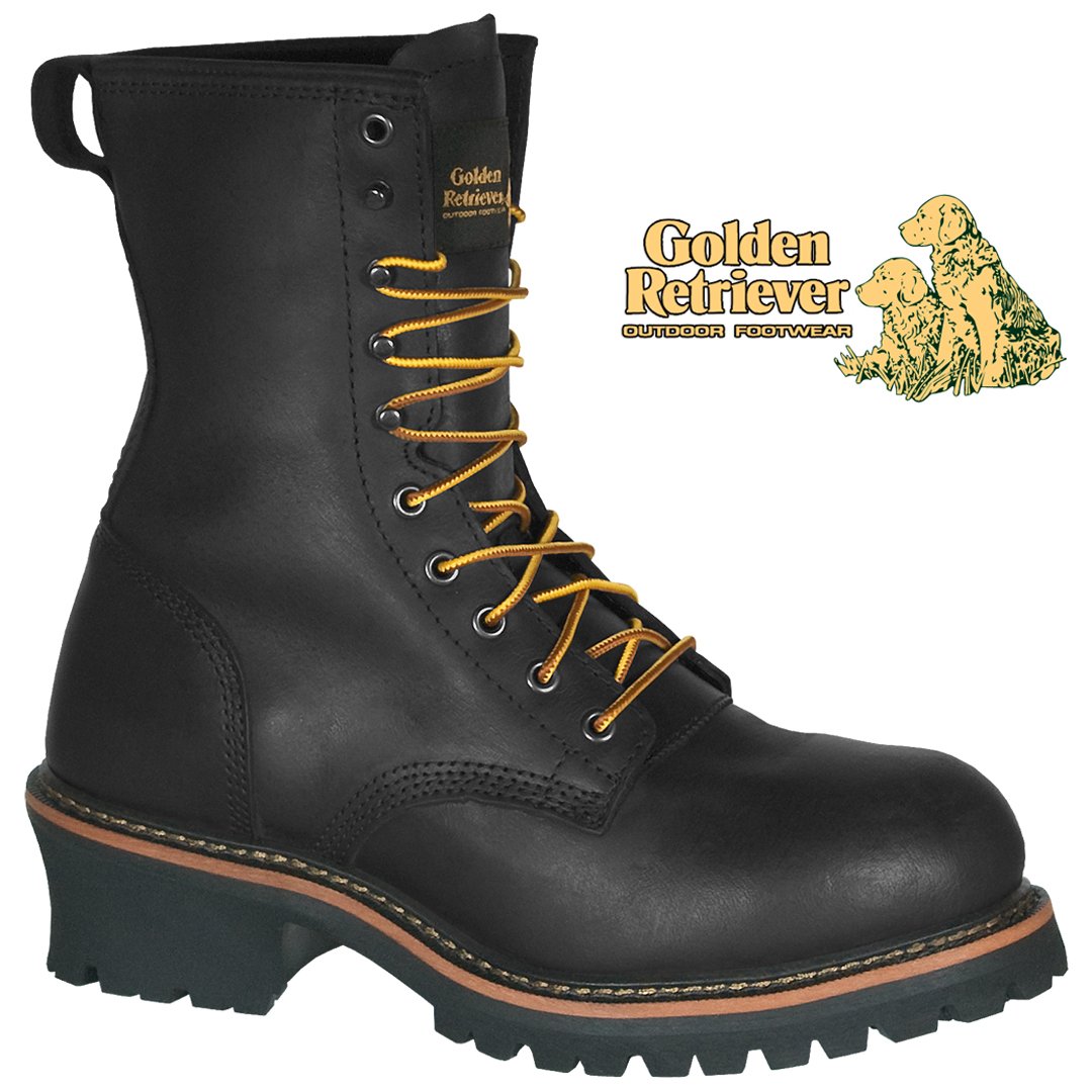 9" BLACK FULL GRAIN BUFFALO LEATHER LOGGER - 09080