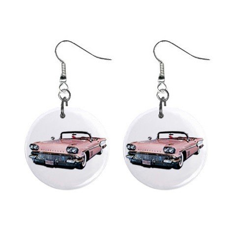 Pink Cadillac Dangle Earrings Jewelry 1 inch Buttons 12185342
