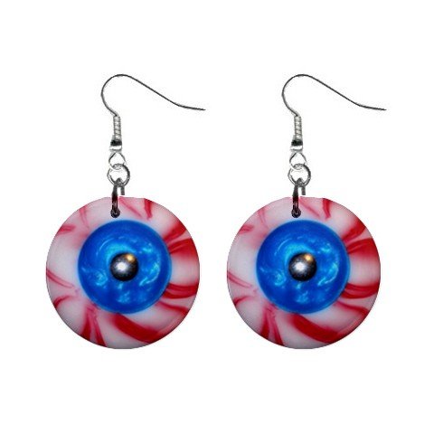 Blood Shot Red Balls Dangle Earrings Jewelry 1 inch Buttons 12191474