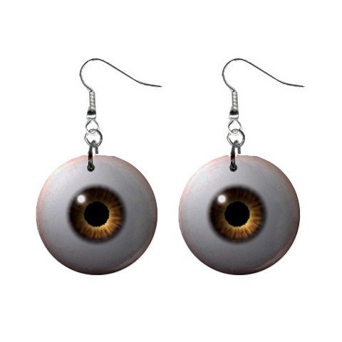 Brown Eyes Dangle Earrings Jewelry 1 inch Buttons 12191679