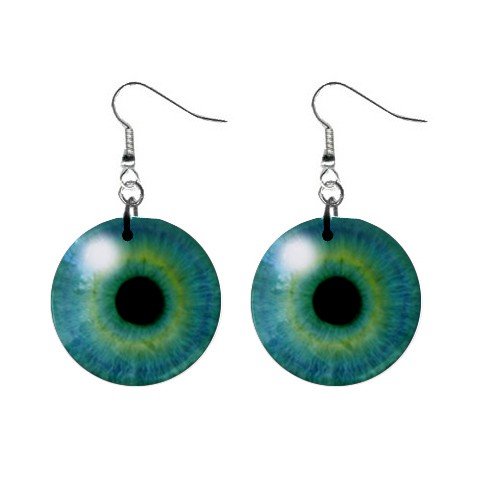 Blue Green Eyes Dangle Earrings Jewelry 1 inch Buttons 12191874