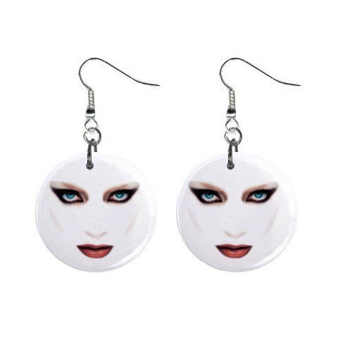 Painted Face Dangle Earrings Jewelry 1 inch Buttons 12192090
