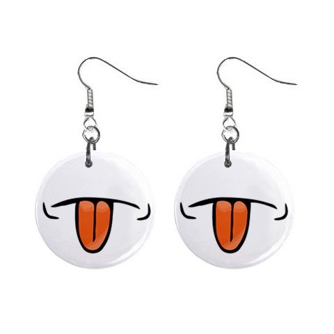 Tongue Sticking Out Dangle Earrings Jewelry 1 inch Buttons 12196971