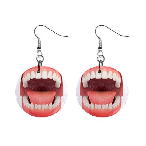 Open Mouth Dentist Dental Hygienist Dangle Earrings Jewelry 1 inch Buttons 12197130