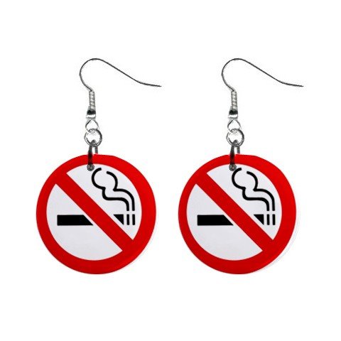 No Smoking Dangle Earrings Jewelry 1 inch Buttons 12199678
