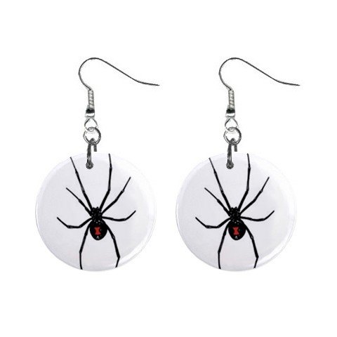 Black Widow Spider Dangle Earrings Jewelry 1 inch Buttons 12203541