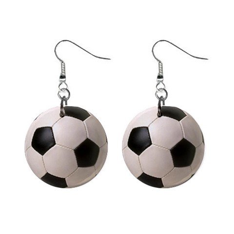 Soccer Ball Dangle Earrings Jewelry 1 inch Buttons 12207870