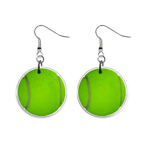 Green Tennis Ball Dangle Earrings Jewelry 1 inch Buttons 12207872