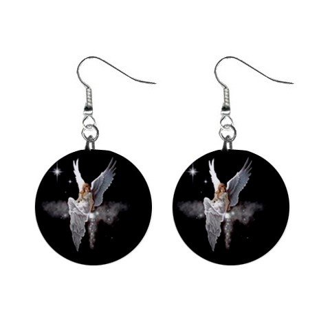 Fairy on Cloud Dangle Earrings Jewelry 1 inch Buttons 12211197