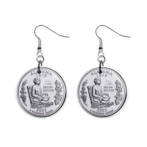 Alabama State Quarter Dangle Earrings Jewelry 1 inch Buttons 12302753