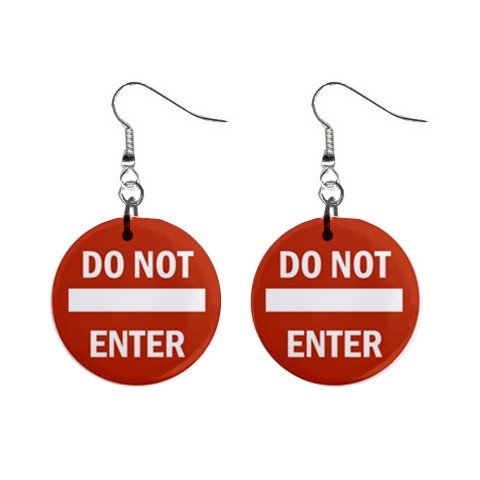 Do Not Enter Road Sign Dangle Earrings Jewelry 1 inch Buttons 12240148