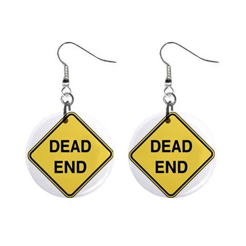 Dead End Road Sign Dangle Earrings Jewelry 1 inch Buttons 12240156
