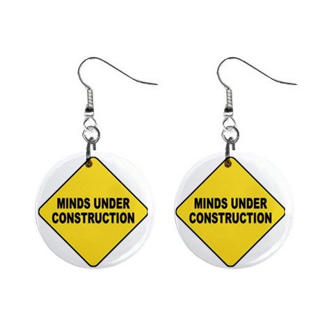 Minds Under Construction Dangle Earrings Jewelry 1 inch Buttons 12240164