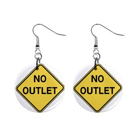 No Outlet Road Sign Dangle Earrings Jewelry 1 inch Buttons 12240165