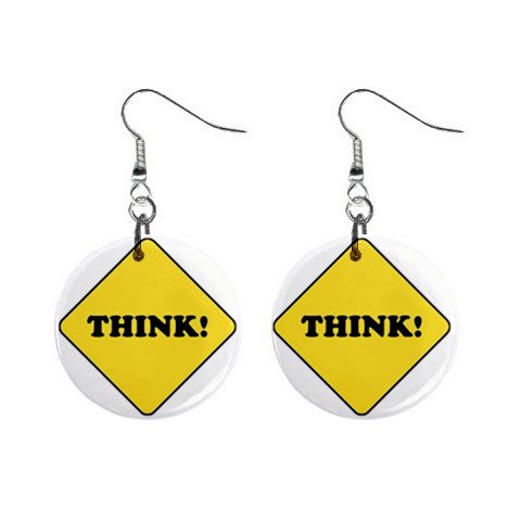 THINK Sign Dangle Earrings Jewelry 1 inch Buttons 12240167