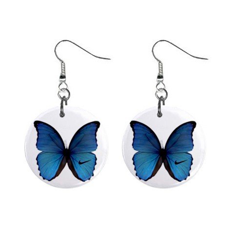 Blue Butterfly Dangle Earrings Jewelry 1 inch Buttons 12240244