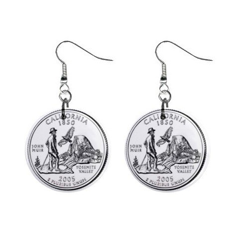 California State Quarter Dangle Earrings Jewelry 1 inch Buttons12302751