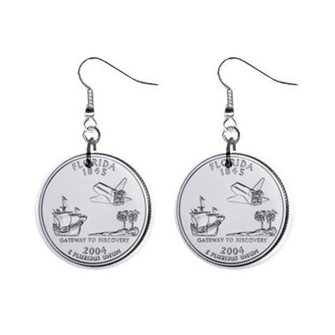 Florida State Quarter Dangle Earrings Jewelry 1 inch Buttons 12302748