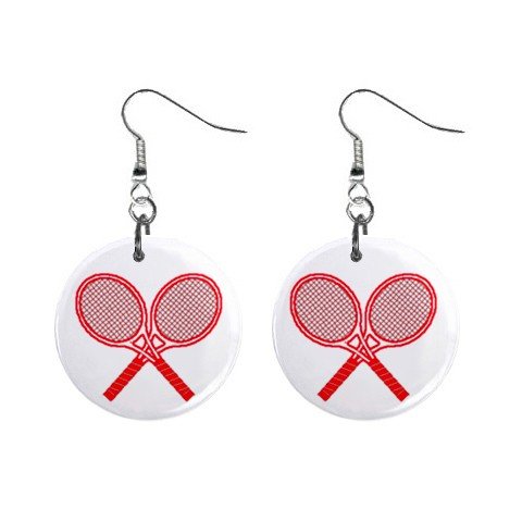 Tennis Racket Rackets Dangle Earrings Jewelry 1 inch Buttons 12207874