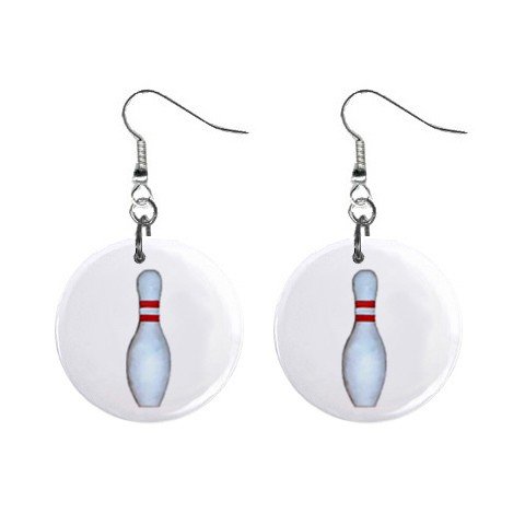 Bowling Pin Dangle Earrings Jewelry 1 inch Buttons 12247252
