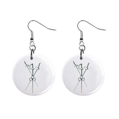 Fencing Dangle Earrings Jewelry 1 inch Buttons 12247253