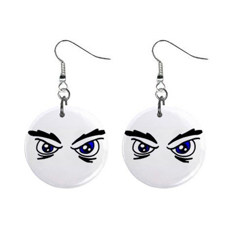 Angry Eyes Dangle Earrings Jewelry 1 inch Buttons 12247276