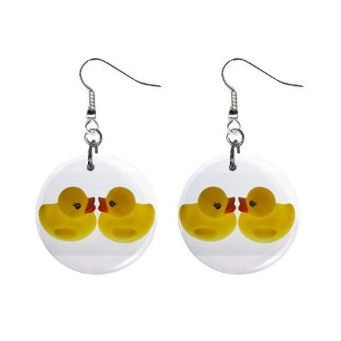 Rubber Ducky Duckies Duck Dangle Earrings Jewelry 1 inch Buttons 12247286