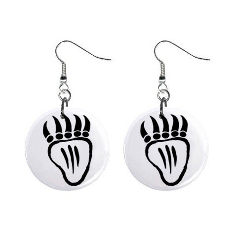 Bear Paw Print #1 Dangle Earrings Jewelry 1 inch Buttons 12304846