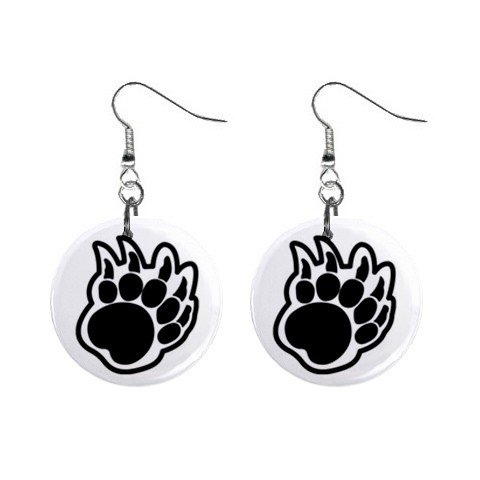Bear Paw Print #2 Dangle Earrings Jewelry 1 inch Buttons 12304848