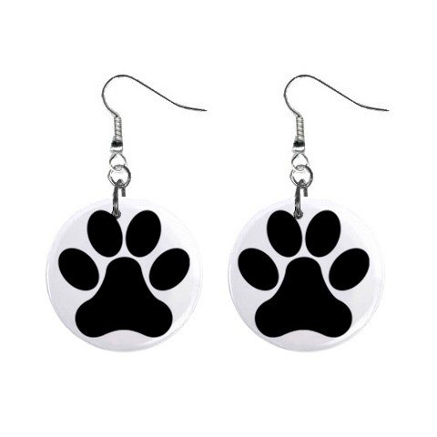 Dog Paw Print Dangle Earrings Jewelry 1 inch Buttons 12304849