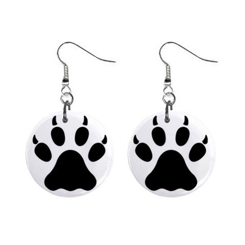 Wolf Paw Print Dangle Earrings Jewelry 1 inch Buttons 12304853